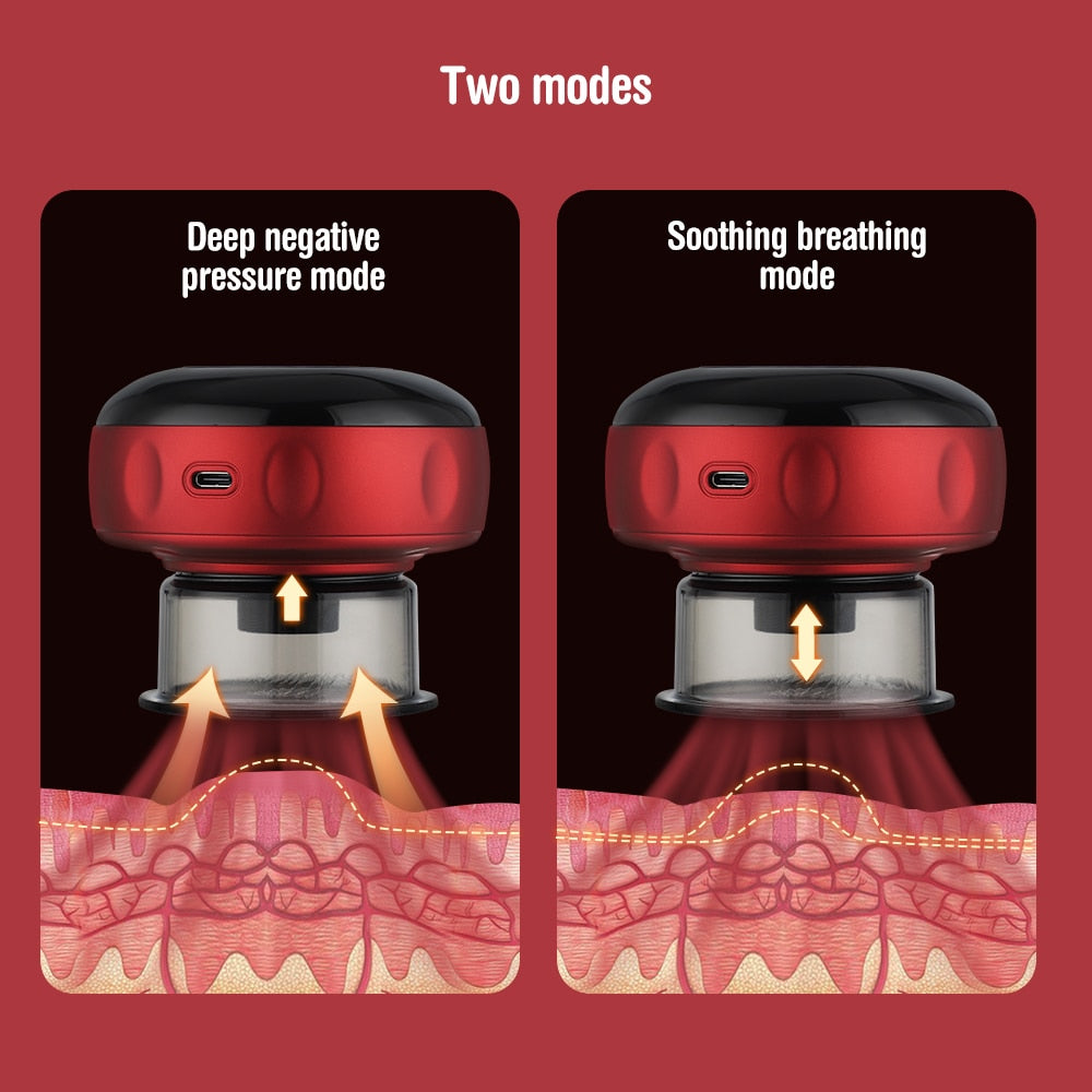 Electric Cupping Massager Scraping and Cupping Therapy Red Light Heating Vibration Pressotherapy Rechargeable Pain Relief